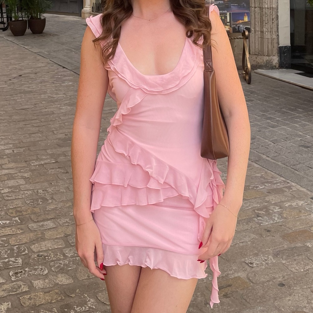 Tiger Mist XS Pink Ruffle Top